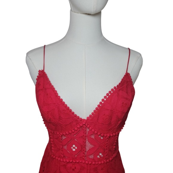 Selfie Leslie Cotton Red Eyelet Valentine's Dress M Fairy Cottagecore Engagement - Picture 5 of 11